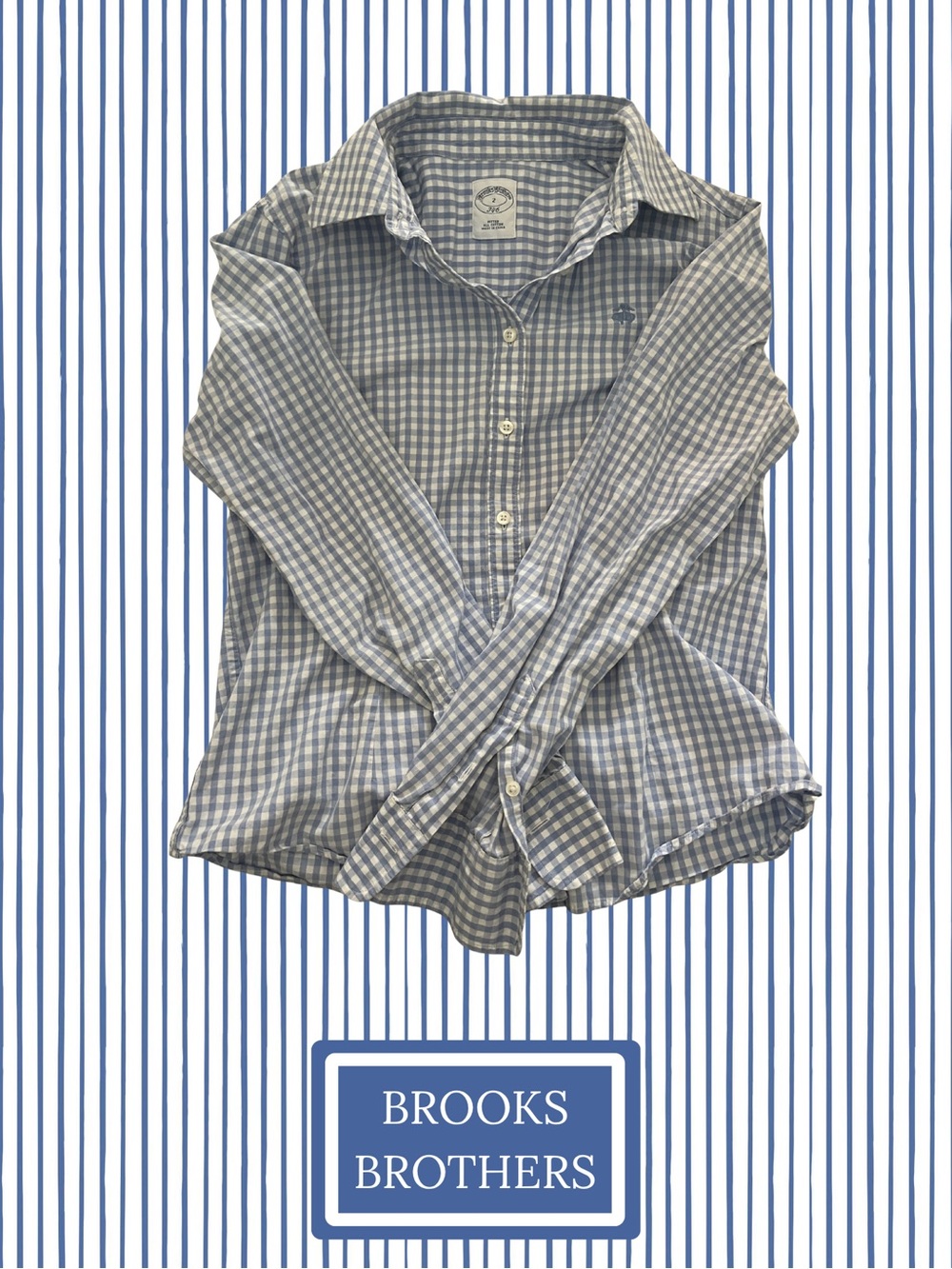 Brooks Brothers Light Blue and White Gingham Dress Shirt